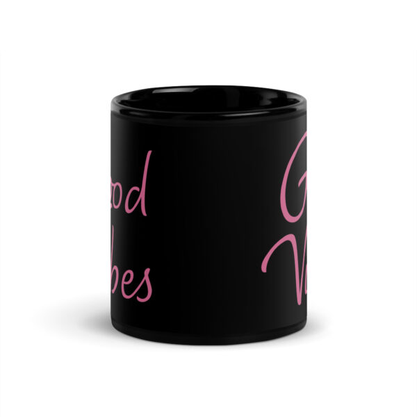 Good Vibes Black Glossy Mug - Pink - Image 3