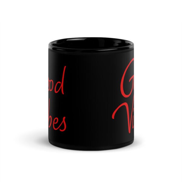 Good Vibes Black Glossy Mug - Red - Image 3