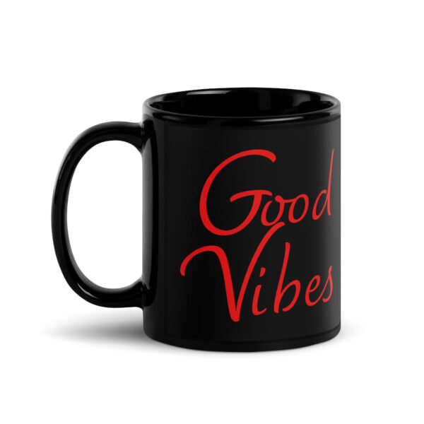 Good Vibes Black Glossy Mug - Red - Image 2