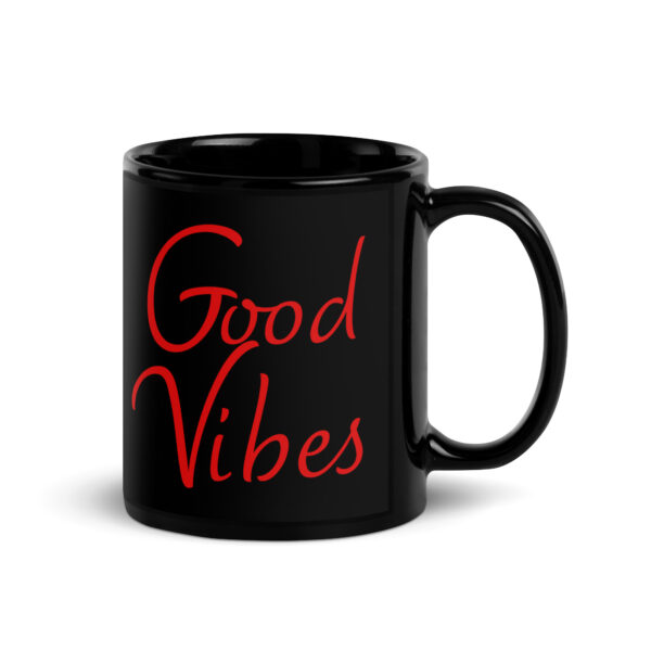 Good Vibes Black Glossy Mug - Red